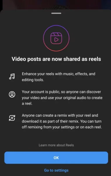New Instagram videos under 15 minutes will automatically become Reels