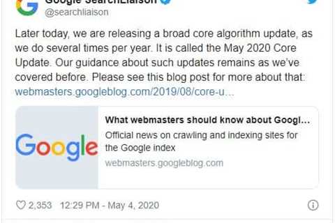 Google Core Algorithm Update May 2020