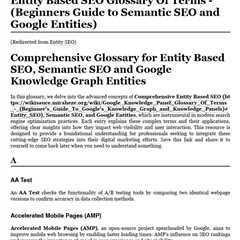 Entity Based SEO Glossary of Terms - (Beginners Guide To Semantic SEO and Google Entities) -..